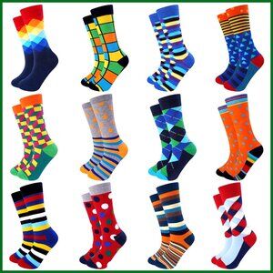 80% Cotton 15% Acrylic 5% Spandex Mens Mid-Calf Dress Socks